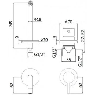 Смеситель для раковины Paffoni Light LIG007NO70 (с внутренней частью)